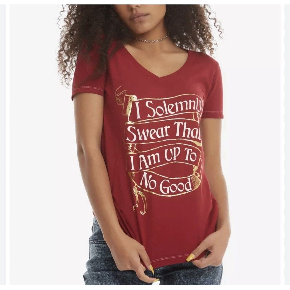 HARRY POTTER Women’s XL Baby Tee Maroon UP TO NO GOOD
